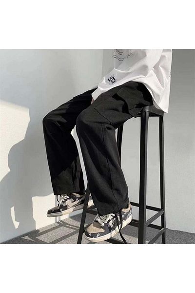Touz Moda Harajuku Unisex Black Cargo Pocket Pants