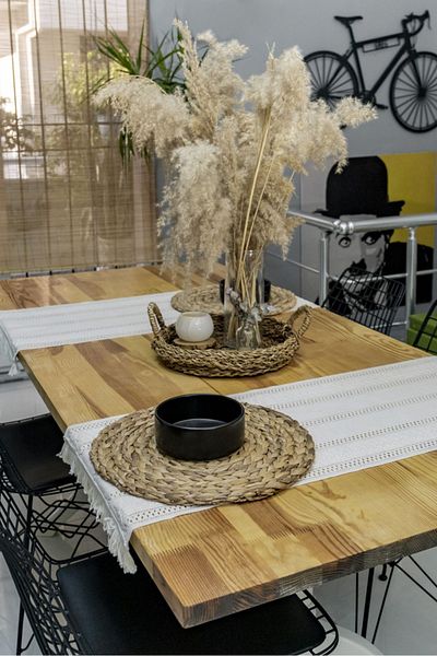 NDC HOME Față de masă tricotată din dantelă brută din 2 bucăți 35 x 80