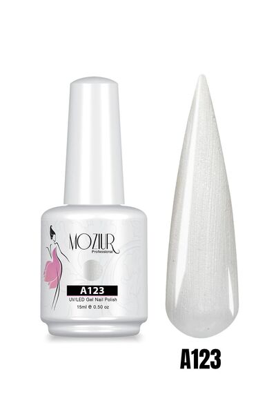 MOZIUR Kalıcı Oje Uv Led A123 (SEDEFLİ BEYAZ) 15ml