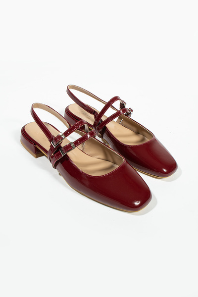 DUXAL SHOES Cara Women's Blunt Toe Double Belt Detail Short Heels - Babet