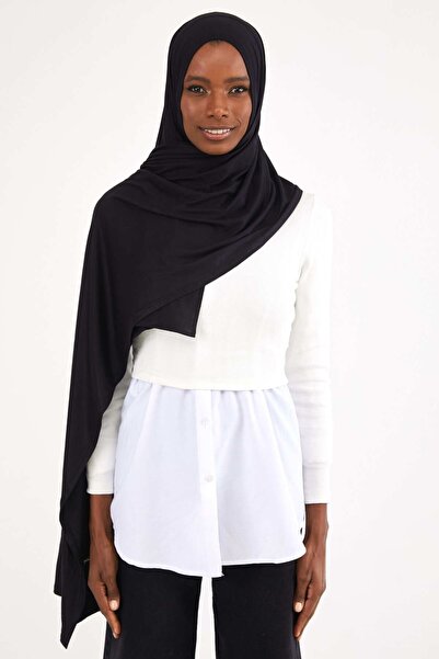 Differenza Μαύρο χτενισμένο βαμβακερό σάλι