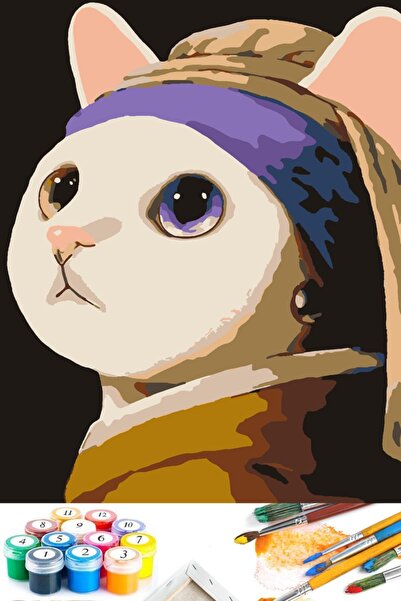 abbara Sayılarla Boyama Tablo Seti Kanvas Fırça Boya Dahil 30x40 Cm