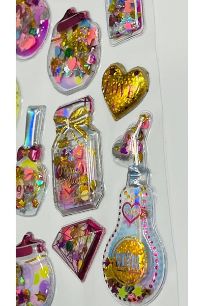 karinabest Giraffe Üç Boyutlu Simli Metalik Çıkartma Etiket Sticker Shining Bottles 1 Paket