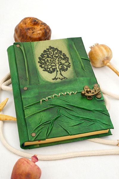 GUETTA Handmade Genuine Leather Daily Scrapbook Shamua Paper Tree of Life