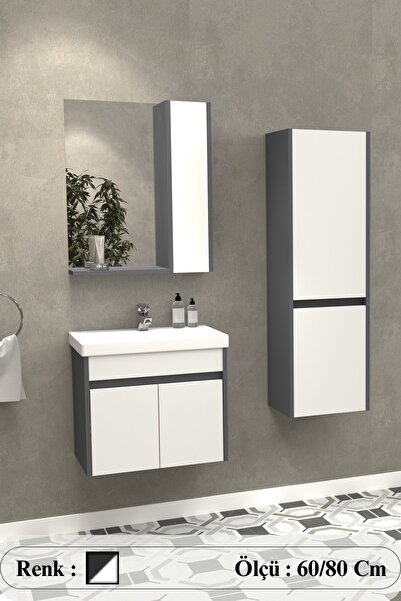 hirabanyo Antrasit Lüks Banyo Dolabı