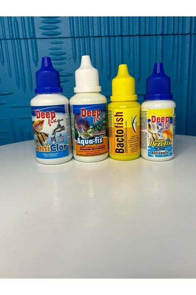 Deep 4'LÜ AKVARYUM BAKIM SETİ (ANTİ CLOR - AQUA FİX - BACTOFİSH - DEZOFİX)