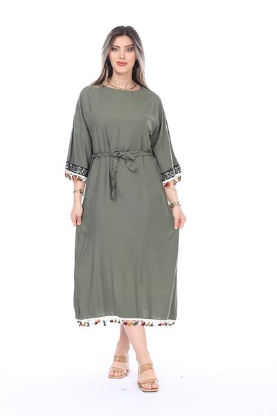 mervemoda Καλοκαιρινό μίντι γυναικείο φόρεμα - μανίκι τριών τετάρτων