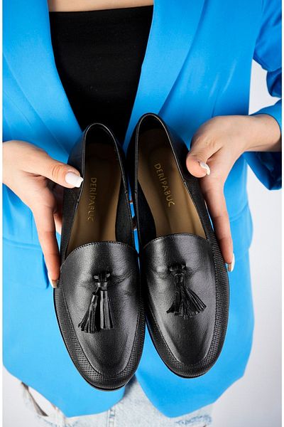 Deripabuc Genuine Leather Black Print Women's Casual Shoes Pcc-f04