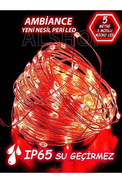 ALSHOP 5 Metre Peri Led Işık Kırmızı Yeni Nesil 3 Fonksiyonlu