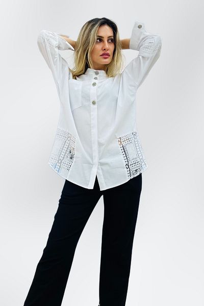 Kayra Stand Collar Lace Tunic 11022-24