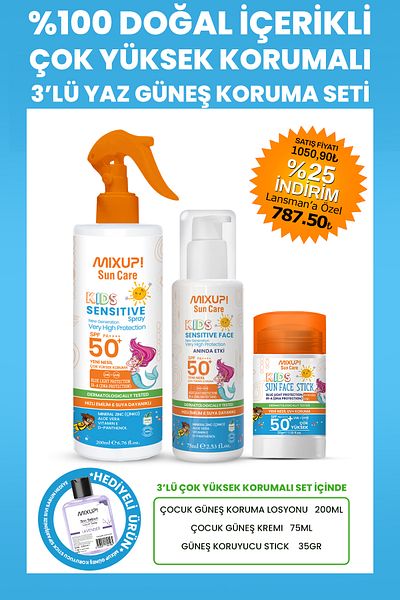 Mixup 3-Piece Summer Sun Protection Set - 100% Natural Content, High Protection