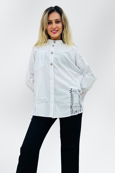 Kayra Stand Collar Lace Tunic 11022-24