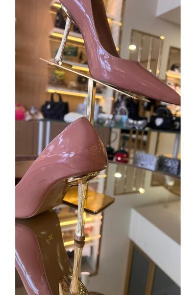 lescarpe كعب ستيليتو نسائي من الجلد البلاتيني والذهبي الملون