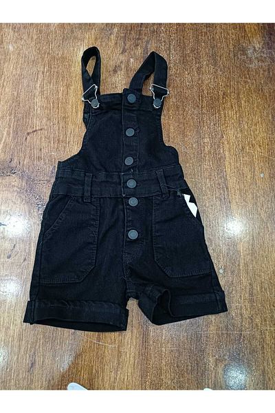 Sercino Black Denim Salopet - Children's Shorts