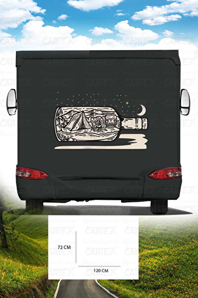 HMNL Karavan Kamp Baskı Sticker - Çadır Sticker - Kamp Ateşi Sticker - Ay Ve ...