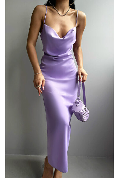 Mia Miamood İnce Askılı Saten Elbise