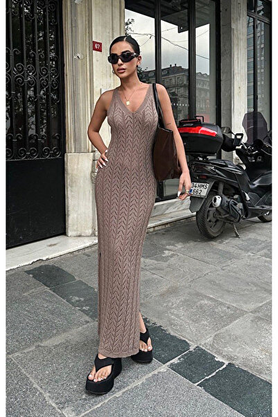 Mia Miamood Ajurlu Elbise - Bej