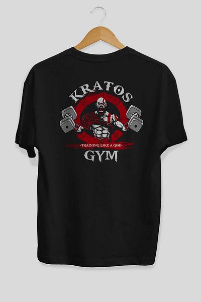Ankhises Kratos GYM - Tricou negru oversize din bumbac cu decolteu