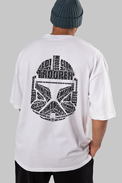 Ankhises Trooper Back Štampano Bela Oversize kroj T-shirt Unisex Muškarci Žen...