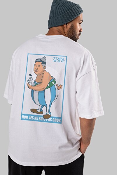 Ankhises Obelix Jong Un - okrugla kragna Unisex bela Oversize kroj T-shirt