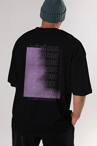 Ankhises Vizija Napisano nazad Štampano Crno Oversize kroj T-shirt Muškarci Ž...