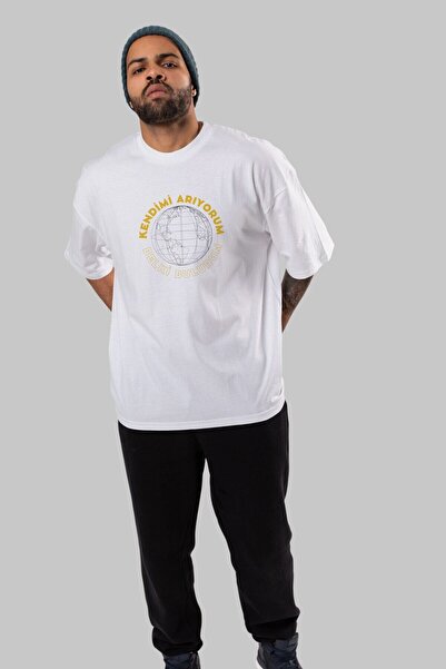 Ankhises Bela Oversize kroj T-shirt - Tražim sebe Napisano, okrugla kragna , ...