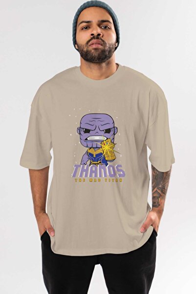 Ankhises Thanos (1) Bež Oversize kroj Pamuk T-shirt - okrugla kragna, Muškarc...