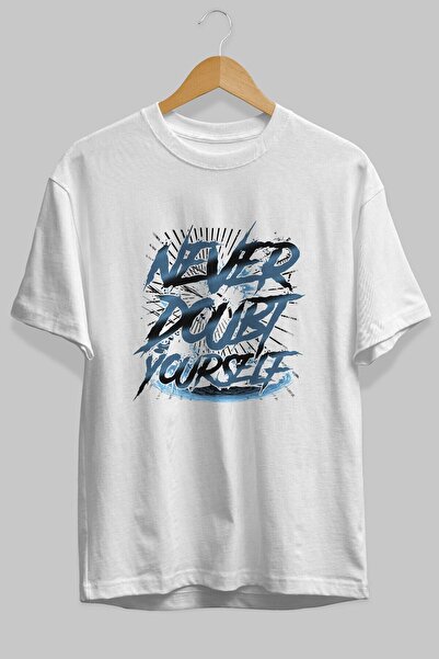 Ankhises Nikada ne sumnjaj u sebe Prednja strana Štampano Bela Oversize kroj ...