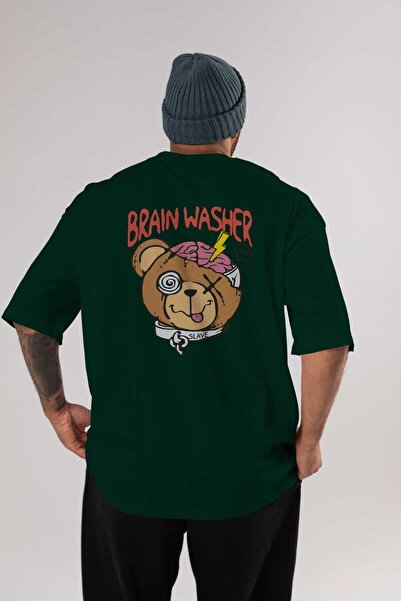 Ankhises Brain Washer Back Štampano Emerald Green Oversize kroj T-shirt Unise...