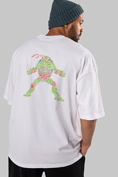 Ankhises تي شيرت أبيض كبير الحجم مطبوع عليه سلاحف النينجا للجنسين للرجال والن...
