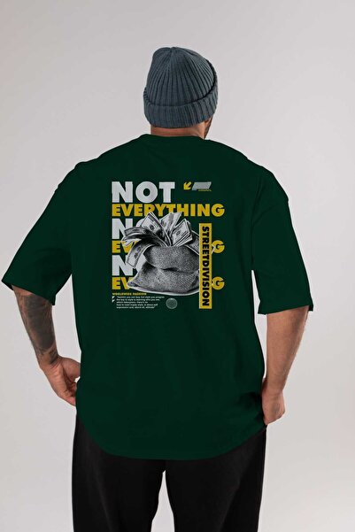 Ankhises Nije sve nazad Štampano Smaragdno zelena Oversize kroj T-shirt Unise...