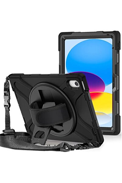 m.tk moveteck İpad 10.Nesil 10.9" Uyumlu Kılıf Defender Standlı Yumuşak Renkli Silikon Boyun Askılı