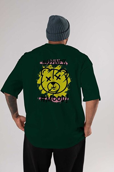 Ankhises Srećan Medved za Raspoloženje Štampano Smaragdno Zeleni Oversize kro...