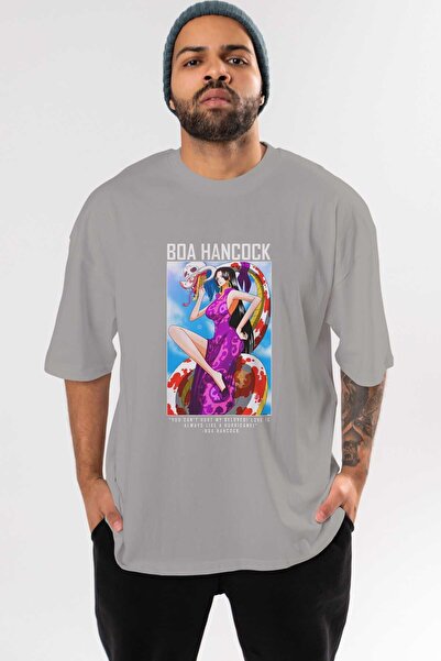 Ankhises Tricou supradimensionat gri cu imprimeu Boa Hancock, unisex, pentru ...