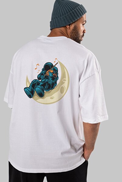 Ankhises Igranje Vionist Back Štampano Bela Oversize kroj T-shirt Unisex Mušk...