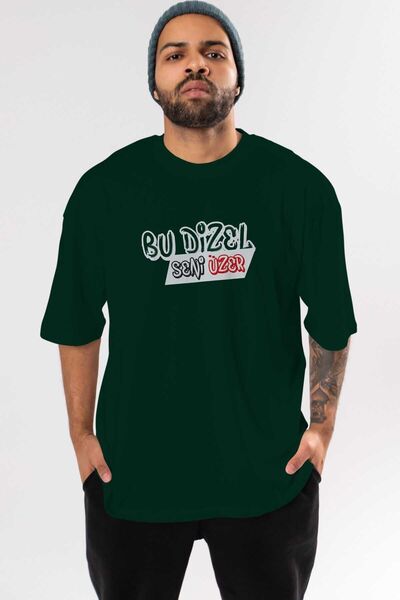 Ankhises Ovo je Diesel Seni Üzer Ön Štampano Emerald Green Oversize kroj T-sh...