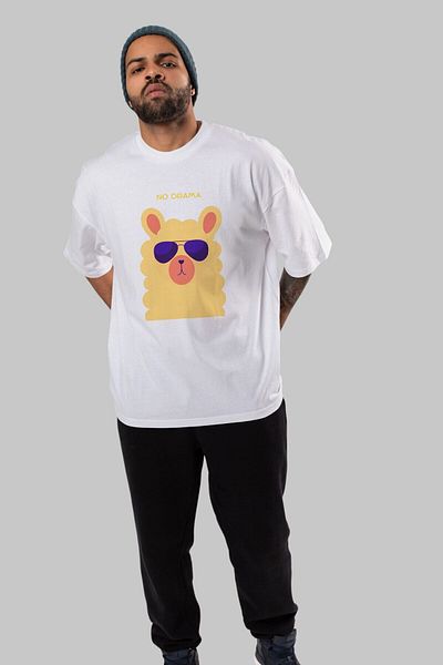 Ankhises Tricou supradimensionat alb, cu imprimeu în față, cu lamă scrisă, fără dramă, bărbați, femei, cu gât crew