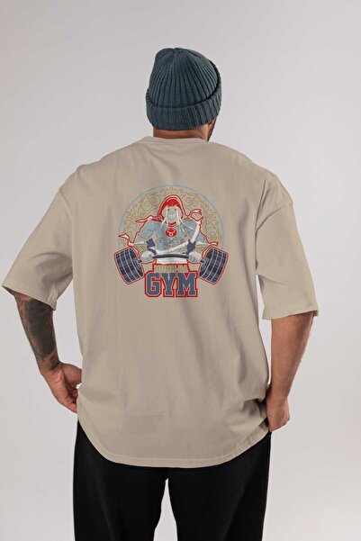 Ankhises Mumm-ra GYM Bež Oversize kroj T-shirt - okrugla kragna , Pamuk Muška...