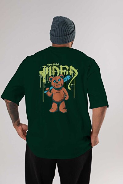 Ankhises Hidra Bear Back Štampano Emerald Green Oversize kroj T-shirt Unisex ...