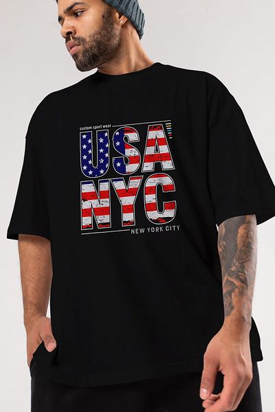 Ankhises Tricou oversize negru cu scris în față, unisex, pentru bărbați, pentru femei, cu gâtul rotund