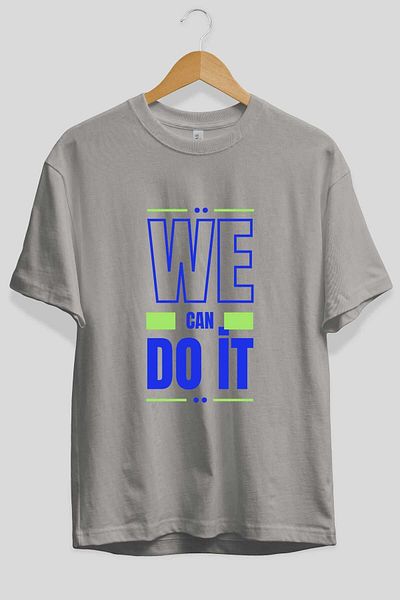 Ankhises We Can Do It Tricou supradimensionat gri, cu imprimeu în față, unisex, bărbați, femei, cu gât crew