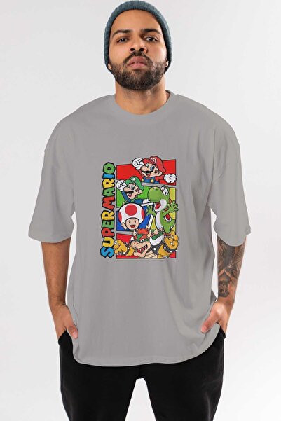 Ankhises Tricou supradimensionat din bumbac cu decolteu rotund Super Mario gr...