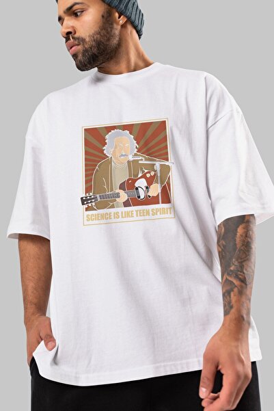 Ankhises Kurt Einstein Štampano Beli Oversize kroj T-shirt - Unisex Muškarci ...