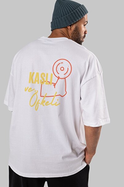 Ankhises Mišićavi i besni Napisano nazad Štampano Beli Oversize kroj T-shirt ...