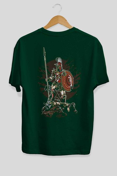 Ankhises Sparta Back Printed Emerald Green Oversize T-shirt Ανδρικό γυναικείο λαιμόκοψη
