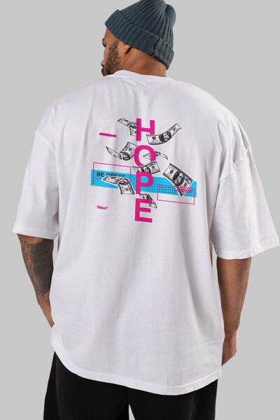 Ankhises Hope Back Štampano Bela Oversize kroj T-shirt Unisex Muškarci Žene o...