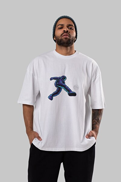 Ankhises Astroball In Space Front Štampano Bela Oversize kroj T-shirt Unisex ...