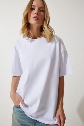 Tight Lady Super Kalite Kad n 100 Pamuk Beyaz Bisiklet Yaka Oversize Boyfriend T shirt Fiyat Yorumlar Trendyol