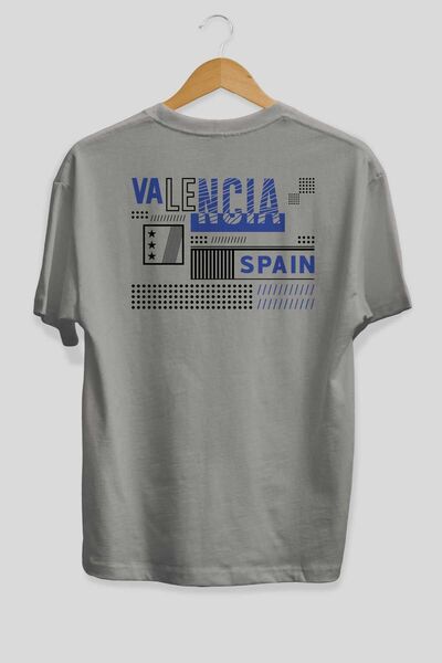 Ankhises Valencia Πίσω εμπριμέ γκρι μπλουζάκι υπερμεγέθη Unisex ανδρικό γυναικείο λαιμόκοψη