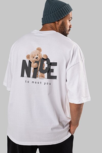 Ankhises Teddy Nıce To Meet You З принтом на спині Біла чоловіча жіноча футбо...